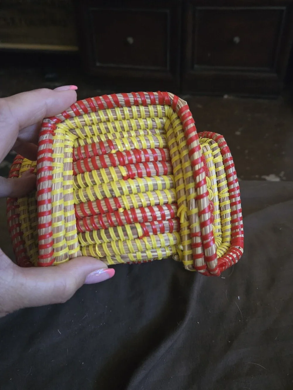 Handwoven Red and Yellow VINTAGE Bowl